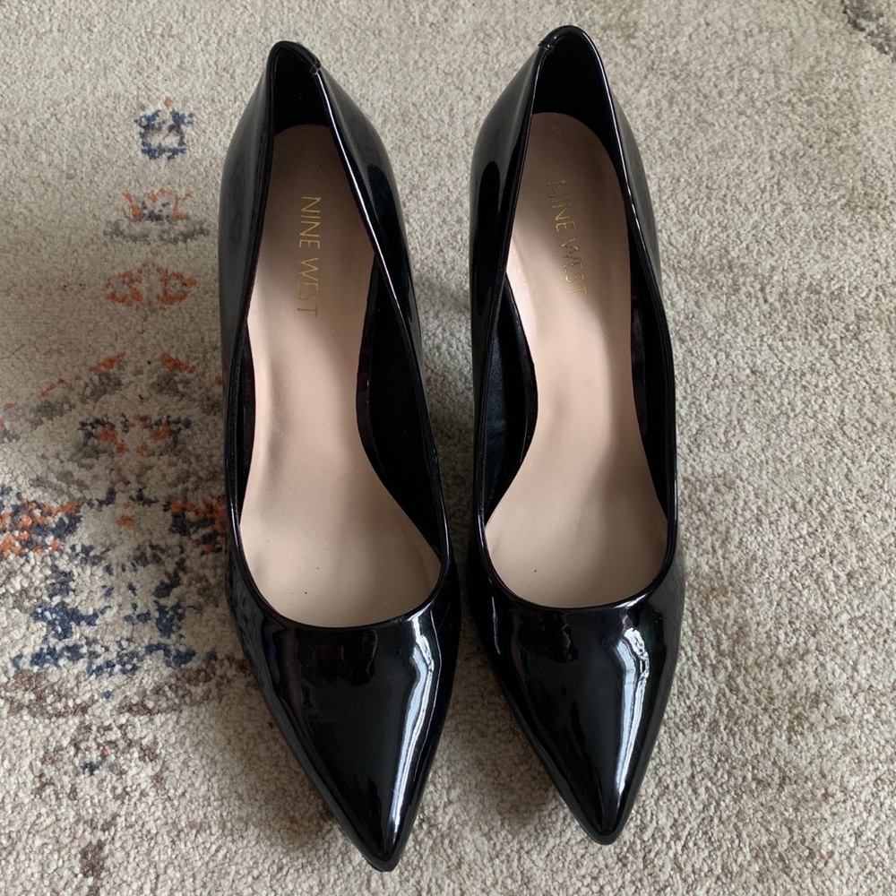Nine West Black Patent Pointed Toe Stiletto Heels